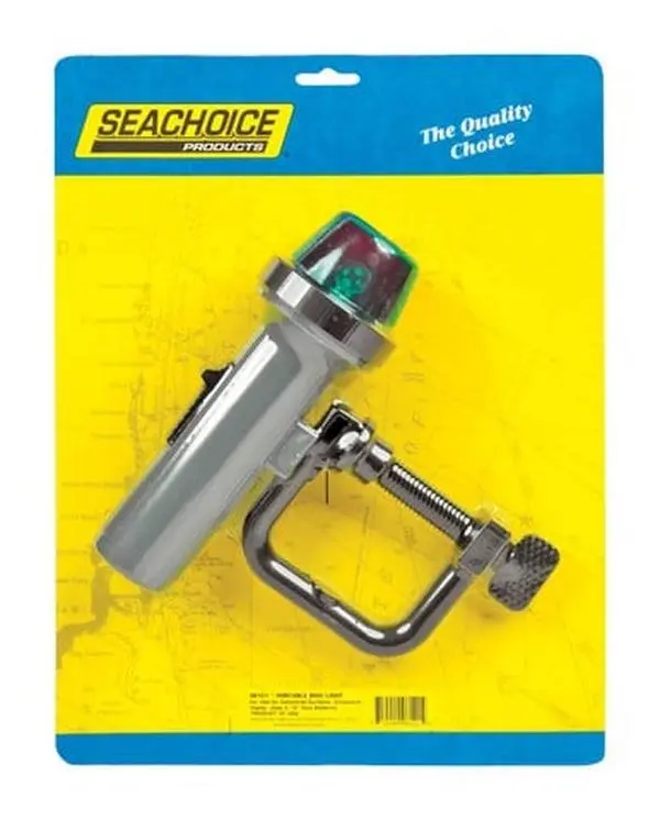 Seachoice 06121 Aluminum Portable Clamp-On Boating Bow Light, On-Off Slide Switch, Bi-Color Red & Green Lenses, Plastic Components