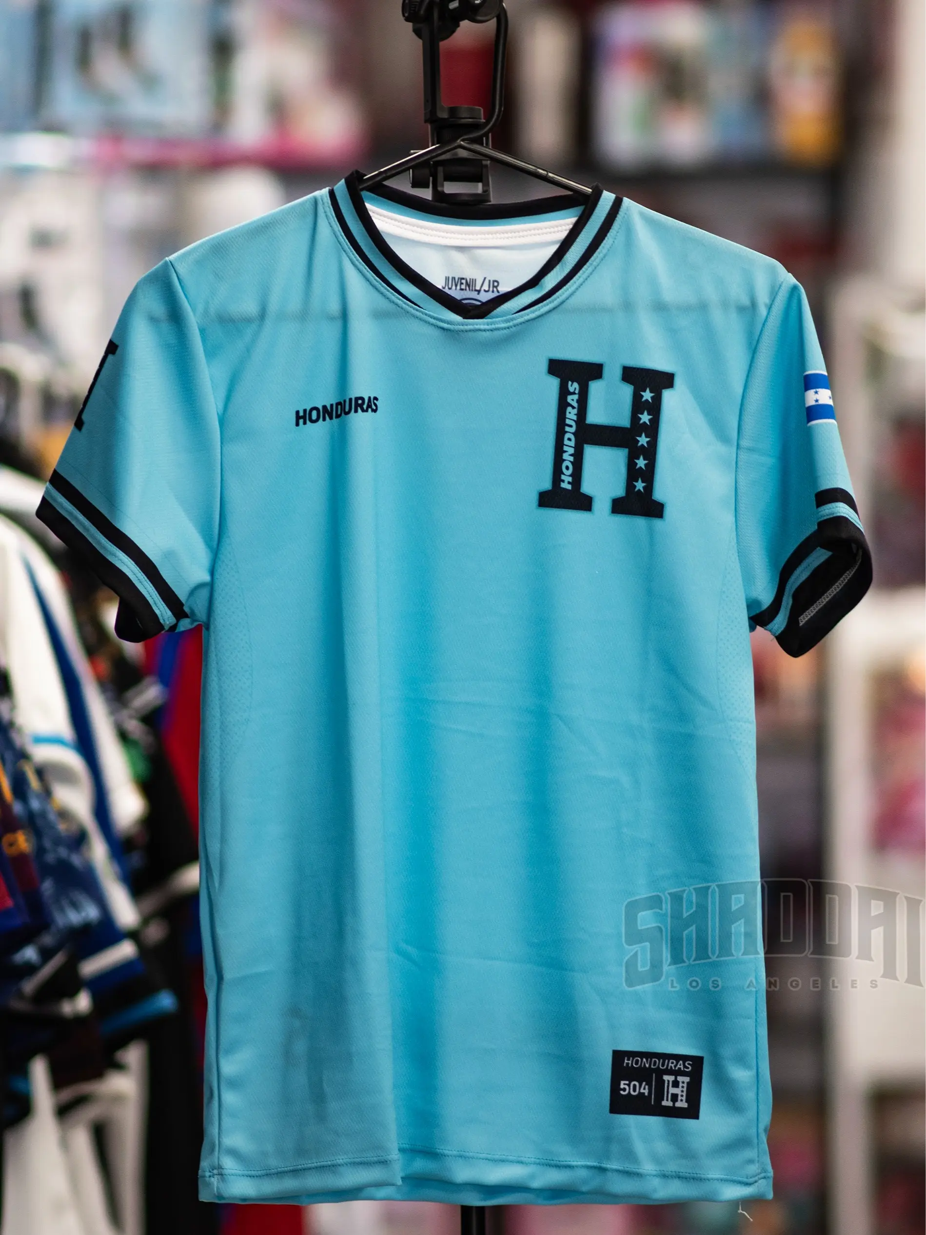 Unisex Honduras Cultural Menswear Top - Aqua H, Round Neck, Shortsleeve, Stylish Catrachos Design for Men, Perfect for Casual Occasions to Show Honduras Pride