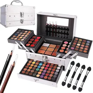 132 Color All In One Makeup Kit,Professional Makeup Case Set for Teen Girls, Multicolor Eyeshadow Palette(006N2-Silver) springtok