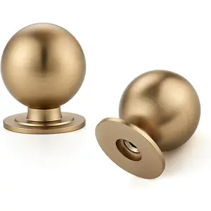 12 Pack 0.95" Diameter Round Ball Cabinet Knobs, Champagne Bronze Dresser Knobs Kitchen Cabinet Hardware