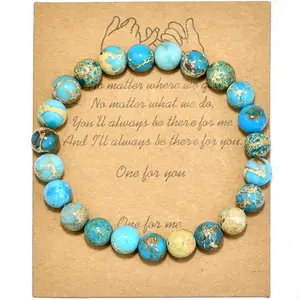 New Bohemian Beaded Colored Emperor Stone Bracelet Card, BFF Larimar Bracelet, Unisex Niche Style