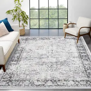 Vintage Washable Area Rug Distressed Short Pile Carpet Anti-Shedding Carpet Soft Lightweight Carpet for Bedroom Rugs Living Room