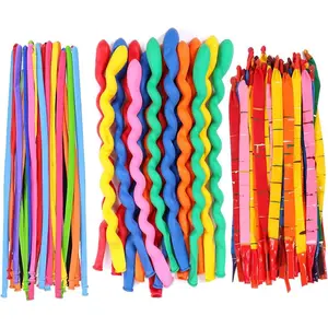 260-Piece Long Latex Balloons Set - Twisting Magic/Rocket/Spiral Shapes for Kids Birthday Parties Decoration (150 Large Balloons Assortment)