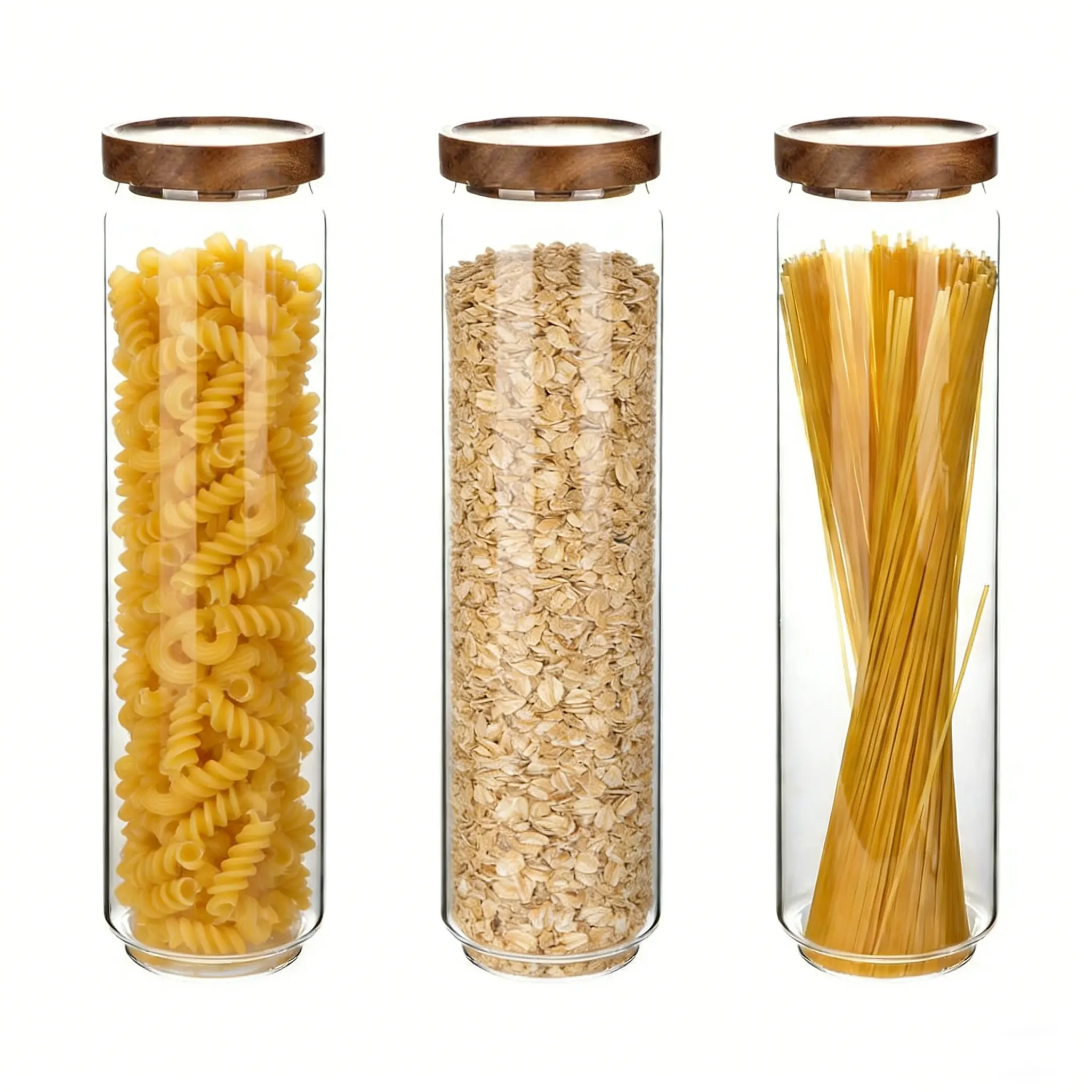 51 fl oz food safe glass storage container set of 3PCS, 1.6 qt large capacity kitchen containers with lids, dustproof airtight food storage glass jars for nuts, cookie, coffee beans, pasta, cereal, oats, snacks, kitchen organizer, microwave safe
