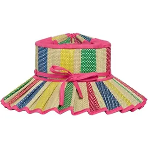 Women's Lorna Murray Hat, Reversible Straw Pleated Sun Hat, Wide Brim Foldable Casual Outdoor Beach Sun Hat for Summer