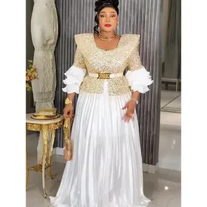 Plus Size Women's Dress African Party Long Dresses for Women 2026 New Dashiki Ankara Sequin Evening Gowns Turkey Outfits Robe Africa Clothing wedding guest valentine's day red carpet vacation