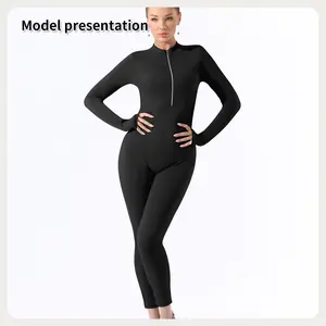 Women's Fashion Simple Solid Color Bodysuit - Long Sleeve Stand Collar Minimalist Basic Tops for All Seasons