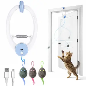 Interactive Smart Cat Toy for Indoor Cats - Automatic Flying Mouse Wand for Adult Cat Enrichment Stimulation, Dual Modes – 360° Rotation Door Clip Design Perfect Gift for Cat Lovers