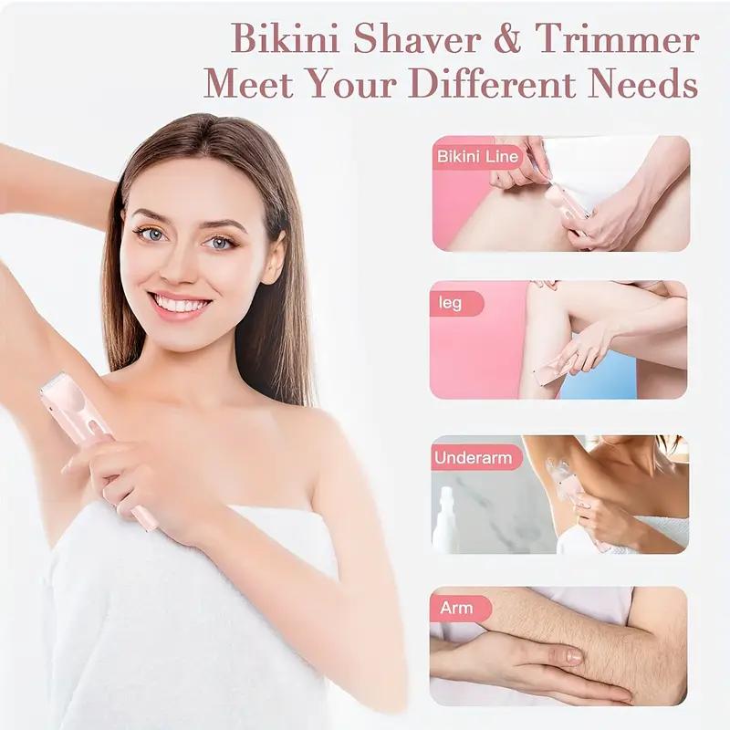 Women's Electric Bikini Trimmer & Body Shaver Dual Head Ceramic Blades Painless Wet Dry Use for Face Body Quick Smooth Cordless USB Fast Charge Gift Daily