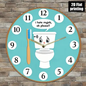 Each item includes 1 tissue, a toothbrush, and a roll of toilet paper. Holiday gift, silent wall clock 2D round acrylic decorative wall clock, Funny Wall Clock, suitable for living room, bedroom