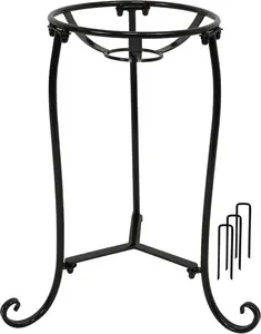 16" Tall Gazing Ball Stand for 10-12 inch Balls, Black Metal Gazing Globe Display Holder Stands for Outdoor Garden Clearance, 9" L x 9" W x 16" H