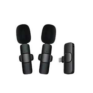 Wireless Lavalier Microphone Portable Audio Video Recording Mic for IPhone Android or Ipad  Live Broadcast Phone -Cordless Omnidirectional Condenser Recording Mic for Interview Video