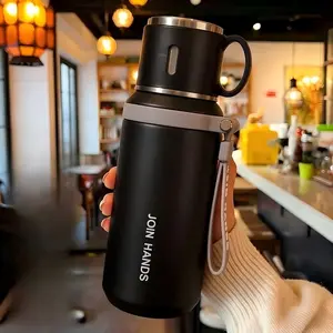 600ml Stainless Steel Insulated Tumbler with Tea Infuser, Large Capacity Double Wall Vacuum Bottle with Detachable Lid and Portable Handle, 100% Leak Proof, Hot and Cold Coffee Cup for Home Office Travel Camping, Perfect Gift for Men and Women