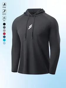 Men's Athletic Long Sleeve Hoodie, Quick Dry Breathable Mesh Workout Shirt for Gym, Running & Cycling, Athletic Hoodies (Multiple Colors)