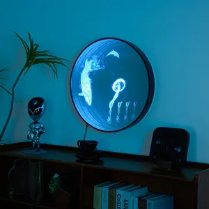 3D HD Hologram Fan Projection Light LED Round Wall Light 224 LEDs 42cm Home Bedroom Décor Christmas Gift Party Lighting Novelty Toys