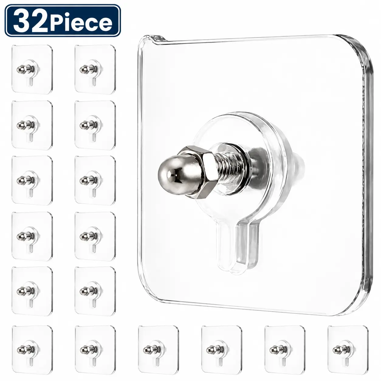 【BUY 16 Get 16 Free】No-Drill Screw Stickers, Strong Adhesive No-Nail, No Drilling Required Adhesive Wall Hooks Wall Mount Screw Hooks Picture Hangers , AdhesiveShower Hooks, Home Organizer for Kitchen BathroomAccessories, Hooks for Walls No Damage