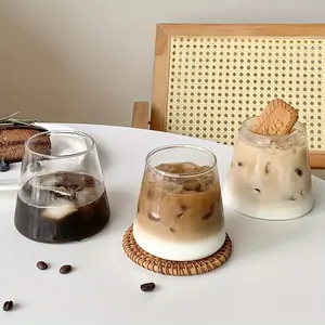 2 Counts 11.84oz Japanese Fuji Mountain Glass Cup Set, Transparent High Borosilicate Coffee Milk Cold Drinks Glasses, Glass Drinking Cup, Perfect Halloween Christmas Gift