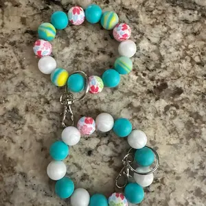 Blue floral wristlet