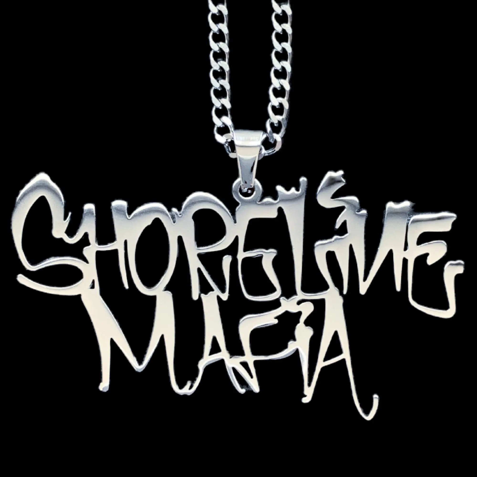 Shoreline Mafia Necklace - 2" Mirror Polished Stainless Steel Pendant with Choice of Chain - Hypoallergenic & Scratch-Free Guarantee Choice of Chain