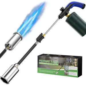 Propane Torch Weed Burner 30" Rubber Ergonomic Handle Heavy Duty Weed Torch Flamethrower Blow Torch For Weeding, Fire Starting, Wood DIY(PROPANE TANK NOT INCLUDED)
