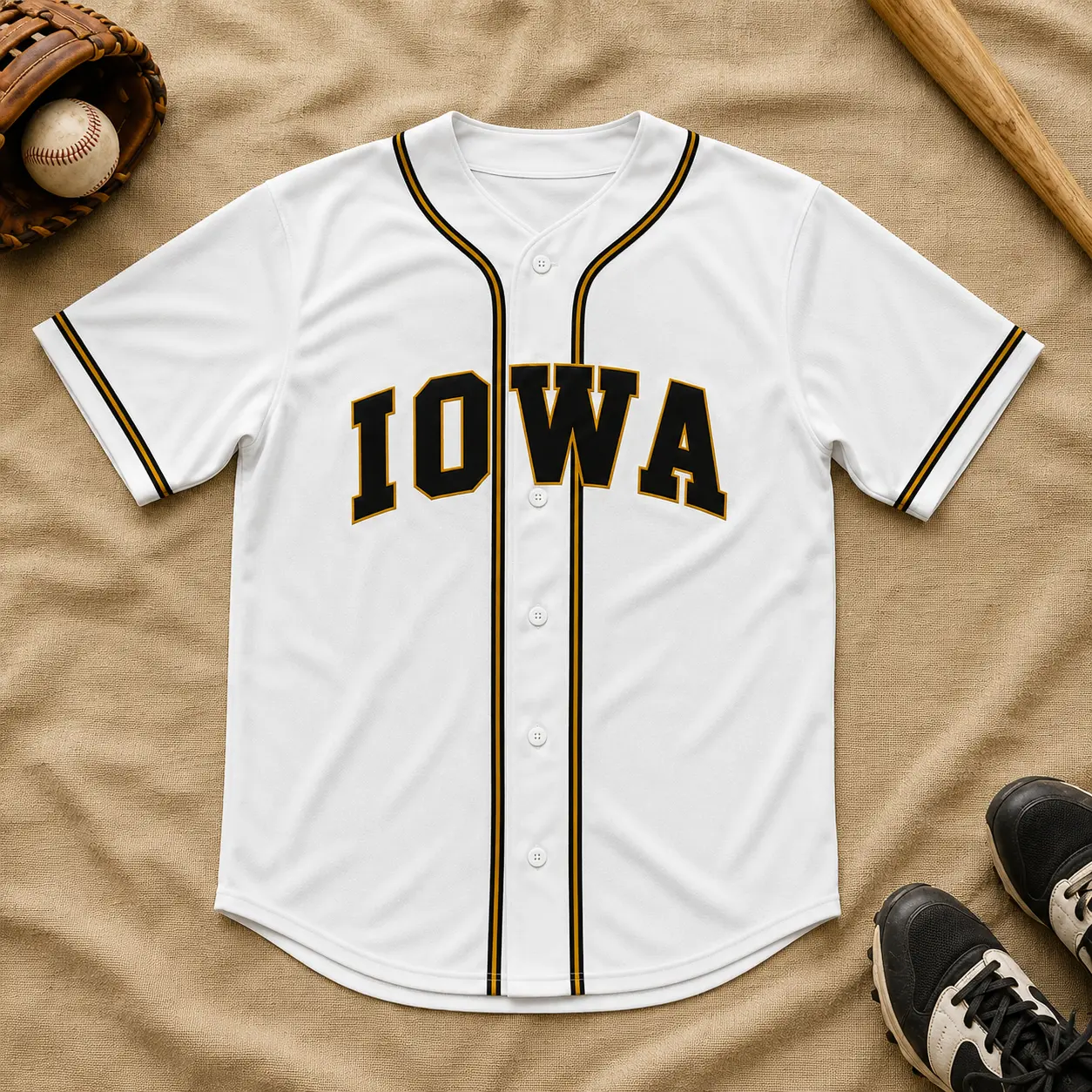 Custom Baseball Jersey, Personalized Name And Number Button Down Sports Shirt, White Athletic Team Uniform, Breathable Game Day Apparel, Adult Unisex Fan Gift, Custom Baseball Top For Sports Fans And Players
