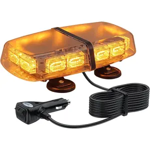 Justech 72 LED Magnetic Roof Top Strobe Lights, IP65 Waterproof 7 Flash Modes Emergency Safety Warning Light with 5 m Straight Cord and Memory Function for 12-24V Construction Vehicle Trucks Snow Plow