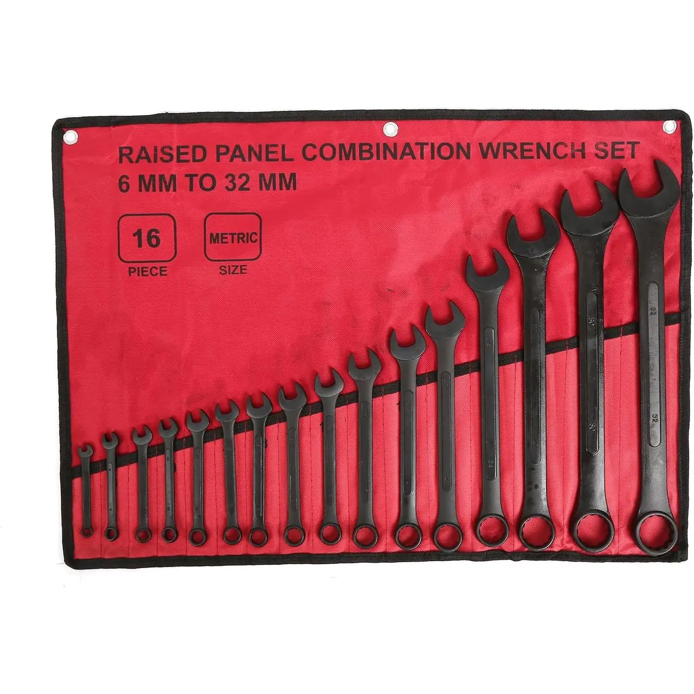 16 count Metric Combination Wrench Set 6mm to 32mm Metric Wrench Set with Roll Up Pouch