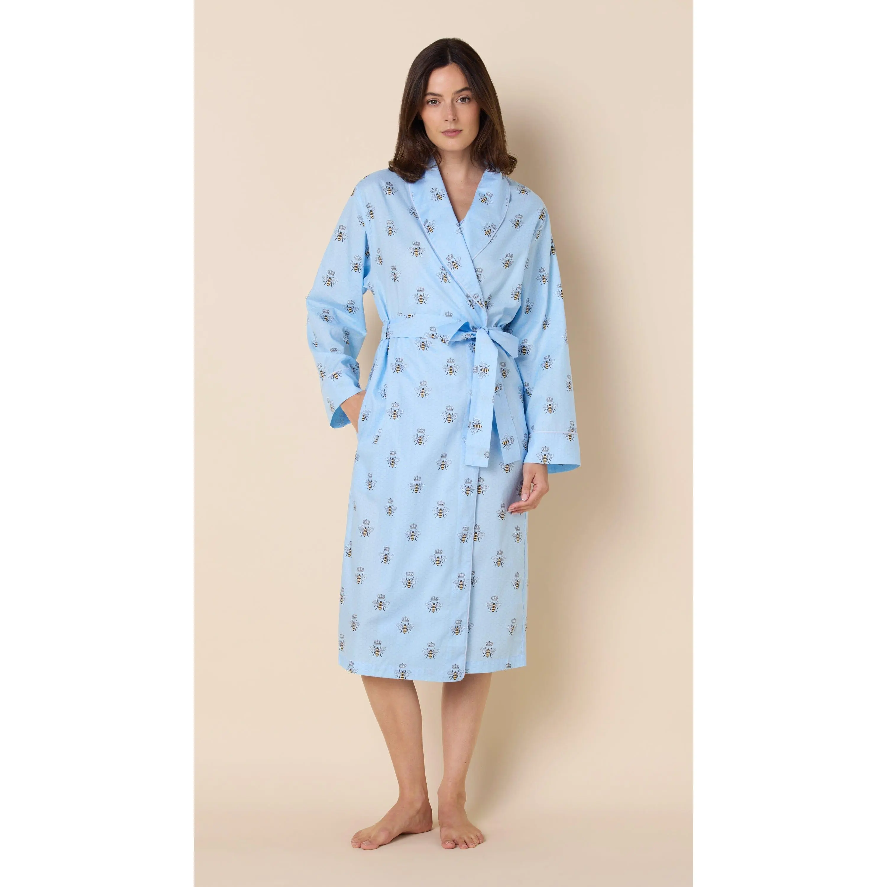 Queen Bee Luxe Pima Shawl Collar Robe -  Blue