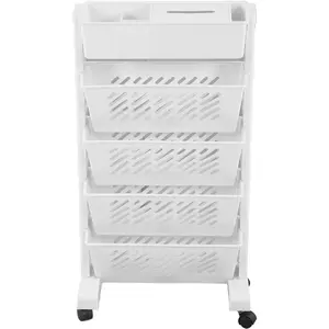 PrimPick Movable Bookshelf Cart, Book Rack Storage Bookshelf with Wheels, Multilayer Capacity Plastic Practical Rolling Organization Shelf with Wheel for School Classroom Home