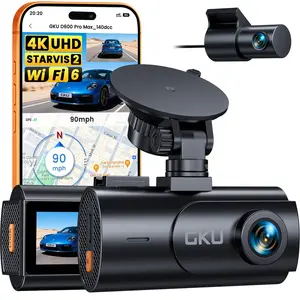 GKU 4K Dual Dash Cam Front and Rear, STARVIS 2 Sensor, 5.8GHz WiFi6 Up to 20MB/s, Voice Control, Dash Camera with GPS, WDR Night Vision, 24H Parking Mode, Loop Recording, Supercapacitor(No SD Card)(D600 Pro Max)