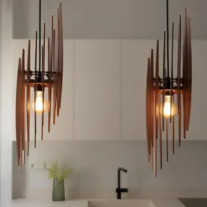 Mid-Century Modern Wooden Stalactite Pendant Light Fixture - Timeless Elegance Inspired by Nature