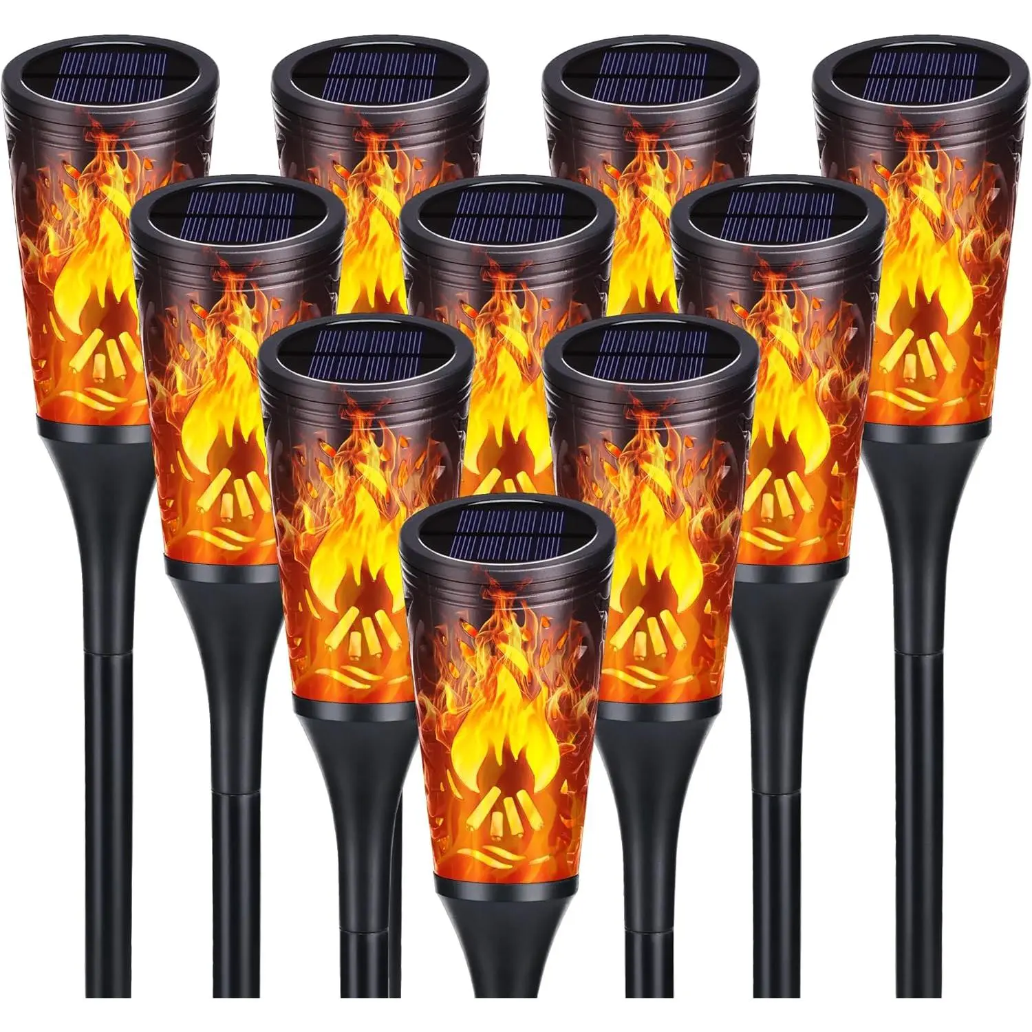 Halloween Decorations，Solar Flame Torch Solar Outdoor Lights - IP65 Water Resistant, Auto On/Off at Dusk/Dawn, Outdoor Garden Decor with Built-in Batteries and Cells