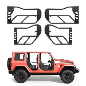 VEVOR Jeep Tube Doors, 4-Door, Compatible with 2007-2018 Jeep Wrangler JK Unlimited, Alloy Steel Off Road Front Rear Tubular Half Doors with Storage Bag, Rubber Pads, Heavy-Duty Hinges and OE Latch