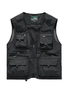 Men's Casual Loose Lightweight Outdoor Fishing Work Vest Gilet, Multi-Pocket Design for African Exploration and Travel, Ideal for Photography and Outdoors