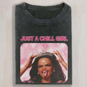 Retro Black Doll Girl Face Meme Tshirt, Just A Chill Girl Funny Shirt, Doll Queen Graphic Tee Shirt For Her