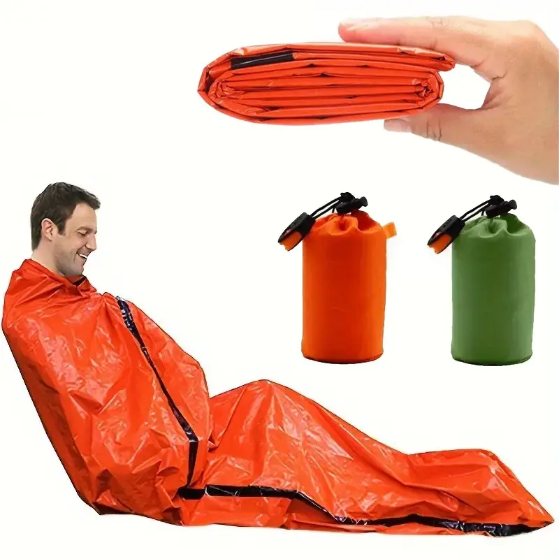Emergency Thermal Sleeping Bag, Waterproof Windproof Survival Blanket, Lightweight Portable Survival Gear for Camping, Hiking, Outdoor Emergencies and Disaster Preparedness