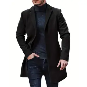 Men'strenchwithslimfit,notchlapel,winterwarmlongcoat,coat