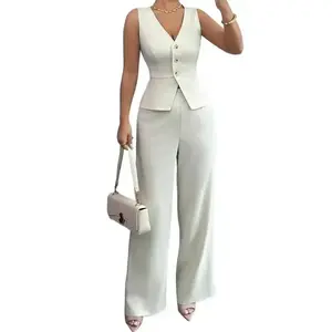 Elegant Sleeveless Camisole and Pants Set Autumn Teacher Outfit