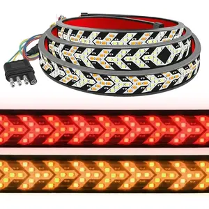 LED Tailgate Running Light Kit, Bar Strip for Truck, Strobe (Flashing) Brake Flexible Switchback Red Amber Yellow Sequential Turn Signal board Light (48 Inch) Suitable for repair Light Bar with Connector