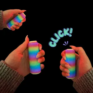 Little Ouchies Spikie Click - Rainbow Glow Keychain - Pain Stimming Tool for Nervous System Regulation Anxiety & Stress Relief - Spikie Texture for Deep Pressure & Safe Fidgeting