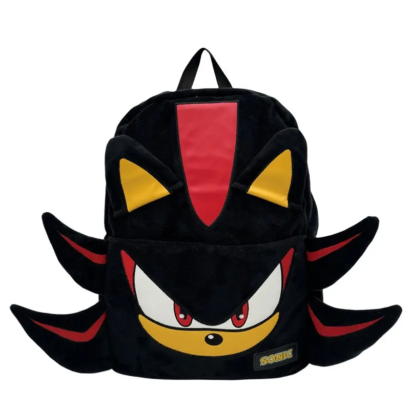 Plush 3D Character Backpack with Red & Black Spiky Design - Lightweight Soft Laptop Daypack for Daily Commute & Travel