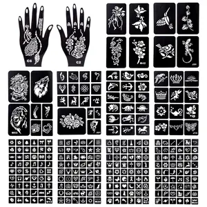 281PCS Semi Permanent Tattoo, 12 Sheets Henna Women Tattoo Stencil Temporary Tattoo Stickers for Face Paint Body Art