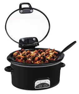 4.5-Quart Lift & Serve Hinged Lid Slow Cooker, One-Touch Control, Black