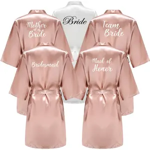 Wedding Bride Bridesmaid Robes for Women Bridal Party Gifts Team Dress Gown Silk Satin Sleepwear Kimono Sexy Summer Bathrobe