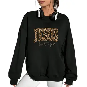 Christian Jesus Sweatshirt, Cheetah Print Bible Verse Sweatshirts, Trendy Faith Apparel Gift, Jesus Loves You, The Way The Truth The Life