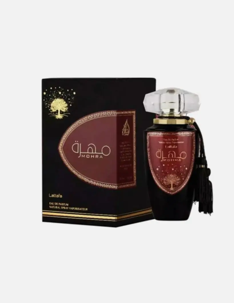 Lattafa MOHRA Men's EDP Perfume, 3.4Oz(100ml) Luxurious Fragrance - Intense, Long-Lasting, Alcohol-Infused Woody Spicy Scent with Amberwood, Cedarwood & Citrus - Daily Wear for Strength & Confidence Vibes