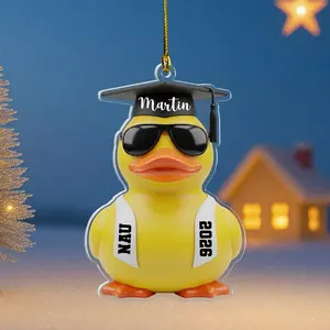 Personalized Senior 2026 Christmas Ornament, Custom Name Duck Graduation Acrylic Decor, Gift for High School College Seniors
