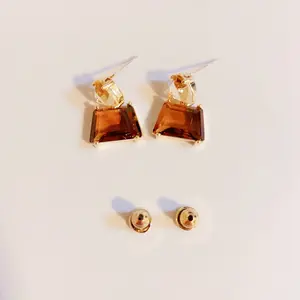 14K Gold Austrian Crystal Earrings Dangle, Brown Crystal Earrings, 14K Gold Drop Dangle Earrings, Crystal Earrinsg For Women For Her EM131