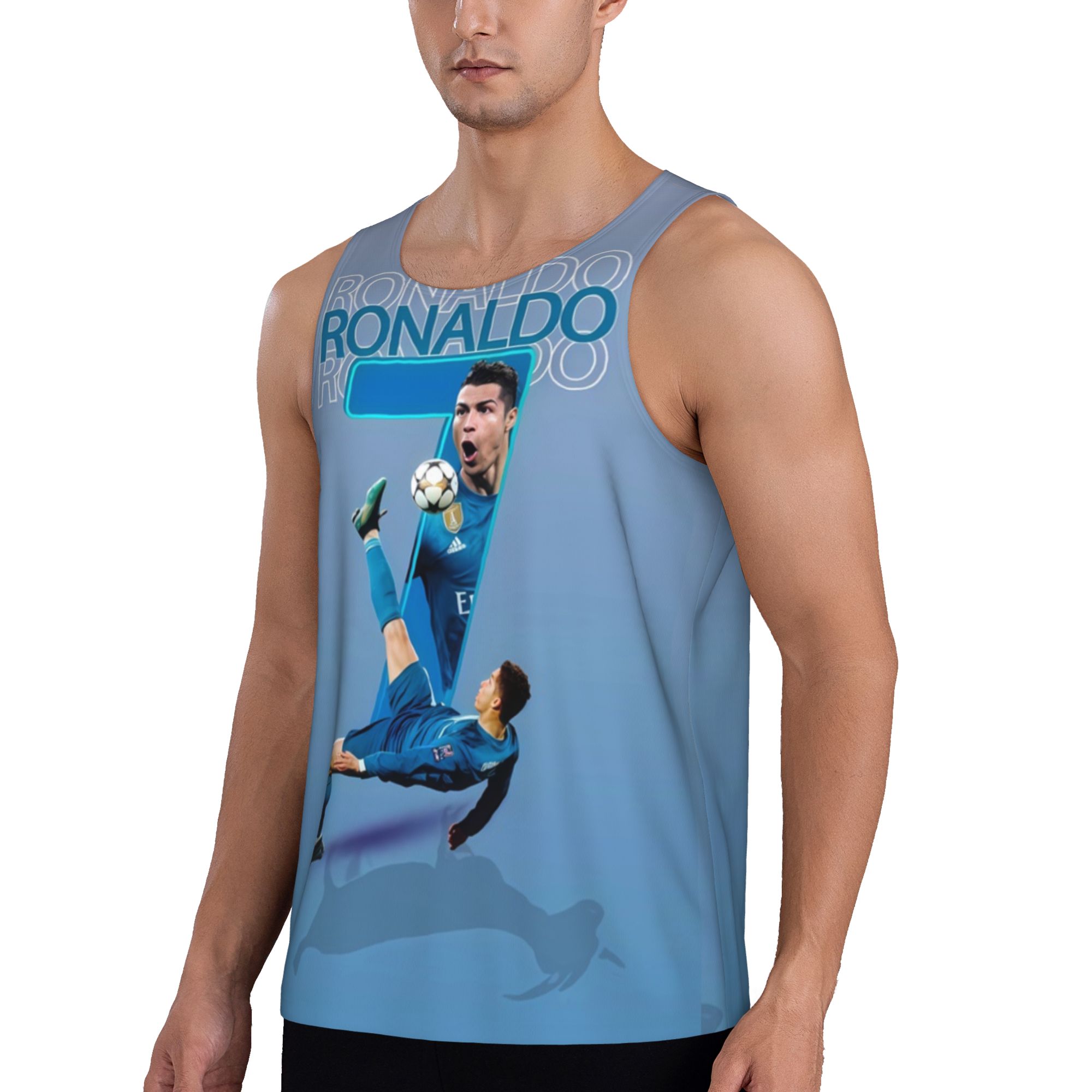 Cristiano Ronaldo's legendary bicycle kick printed vest, a must-have for football fans, comfortable for both sports and everyday wear.