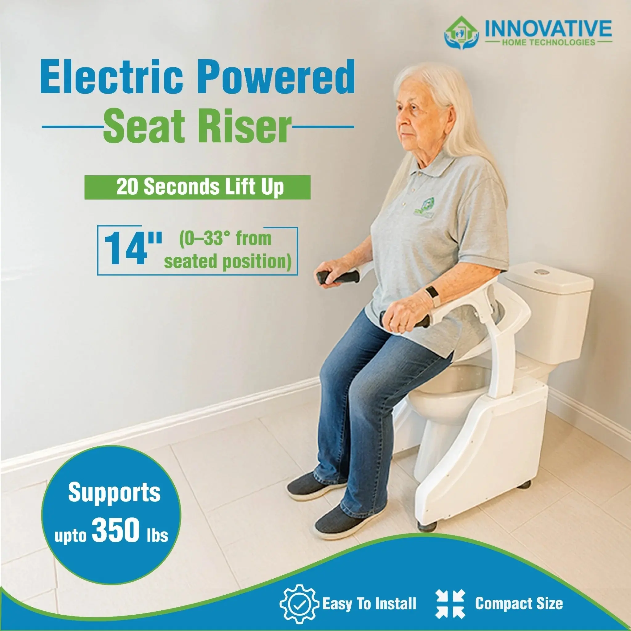 LuxeLift Powered Toilet Lift with Bidet and Dryer